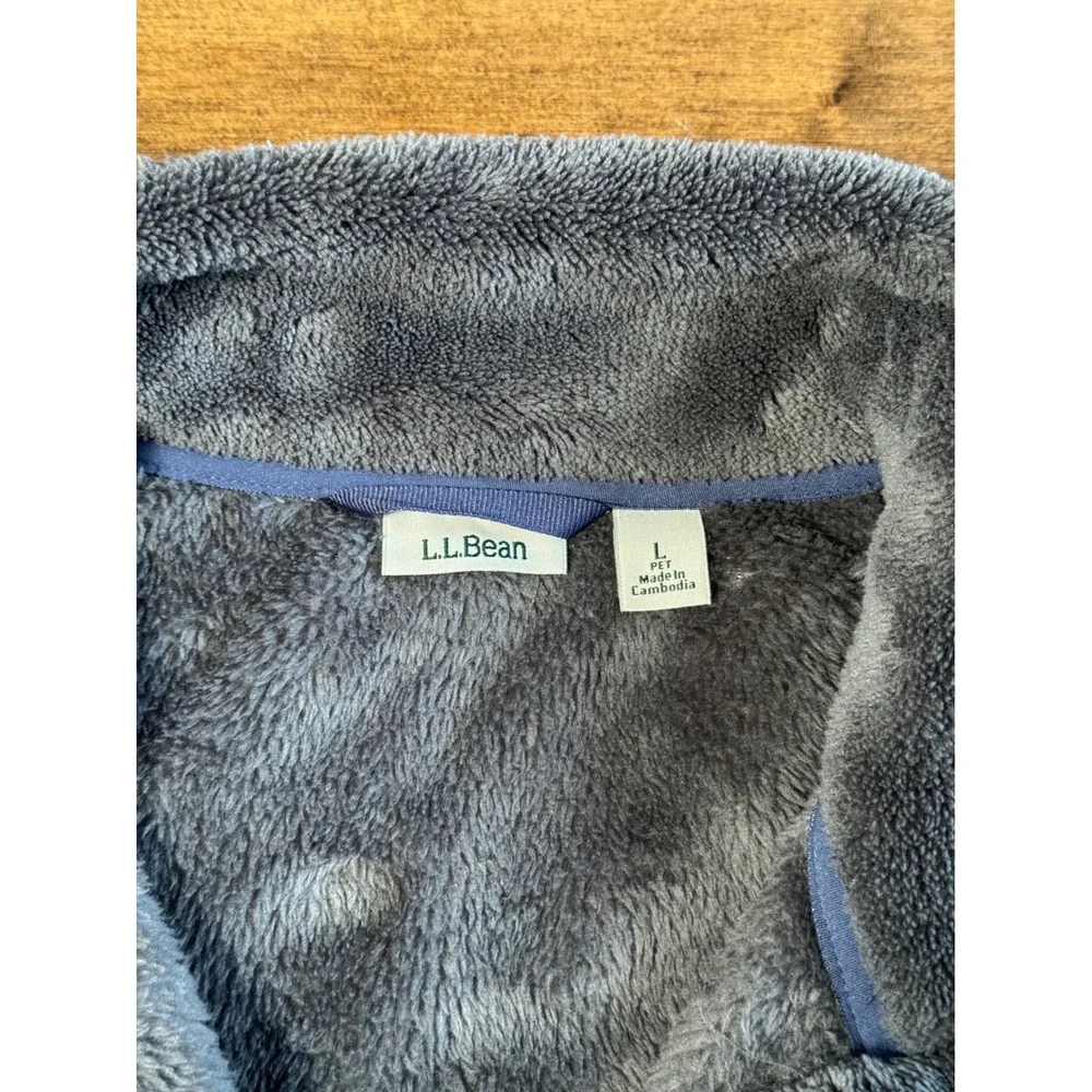 L.L. Bean Hi-Pile Fleece Zip Up Jacket Women's L Pet Gray Blue Outdoor 505922‎